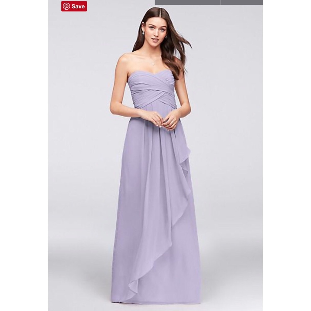 David’s Bridal Strapless Crinkle Chiffon Dress